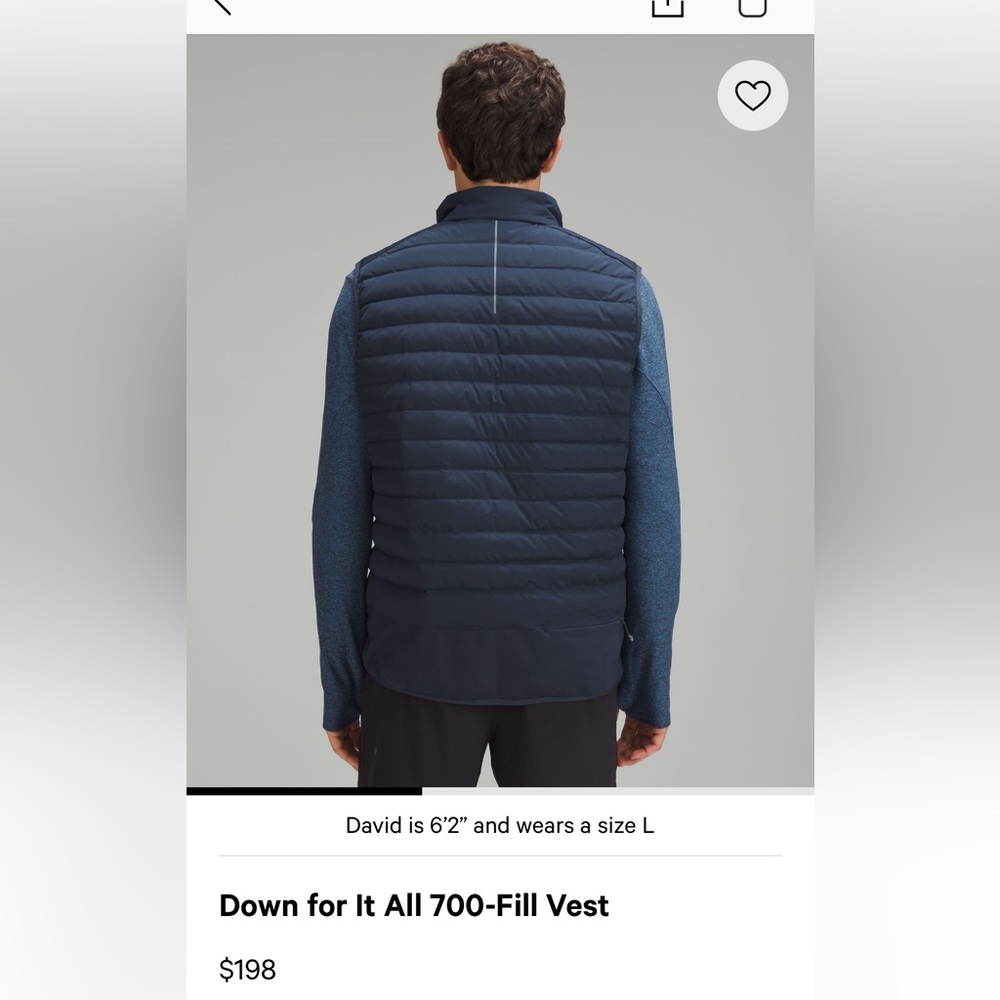 Lululemon down for it all men’s vest!!